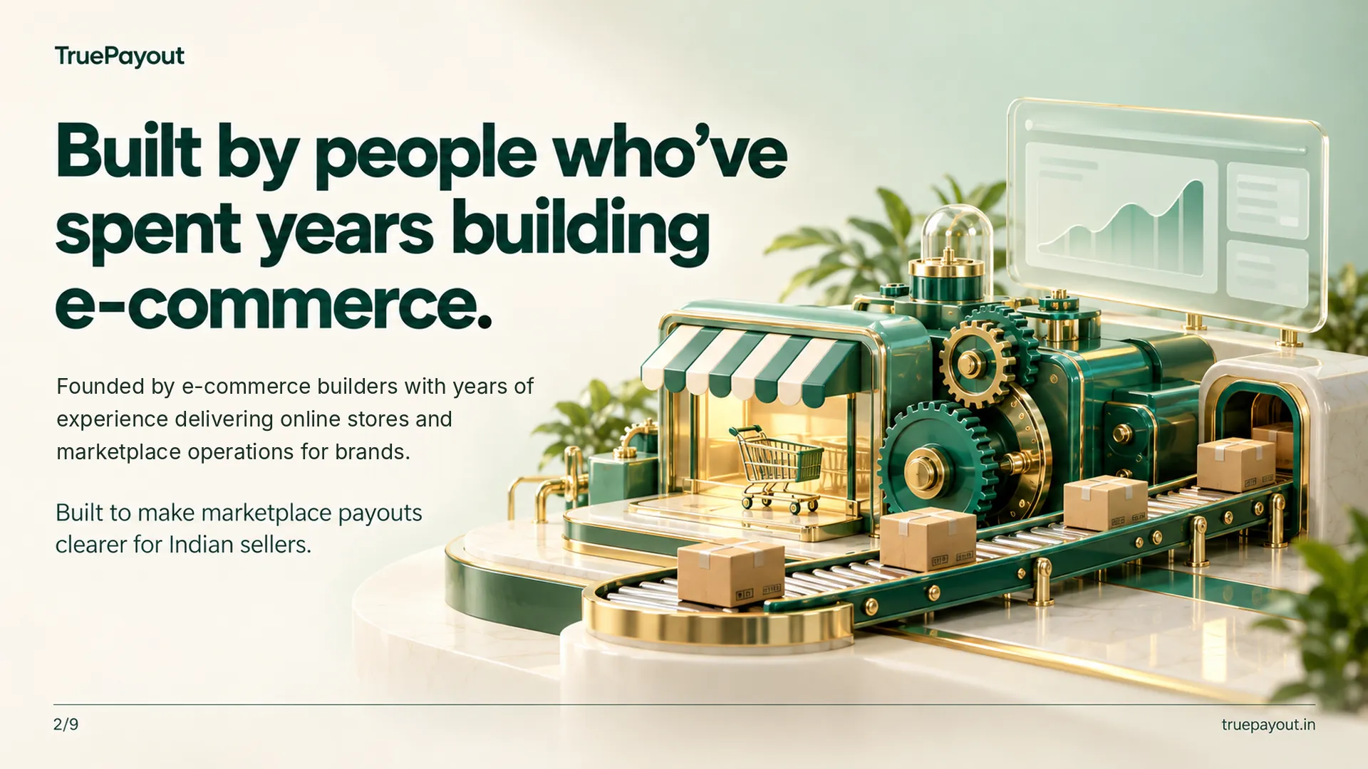 Built by people who've spent years building e-commerce. Founded by e-commerce builders with years of experience delivering online stores and marketplace operations for brands. Built to make marketplace payouts clearer for Indian sellers.